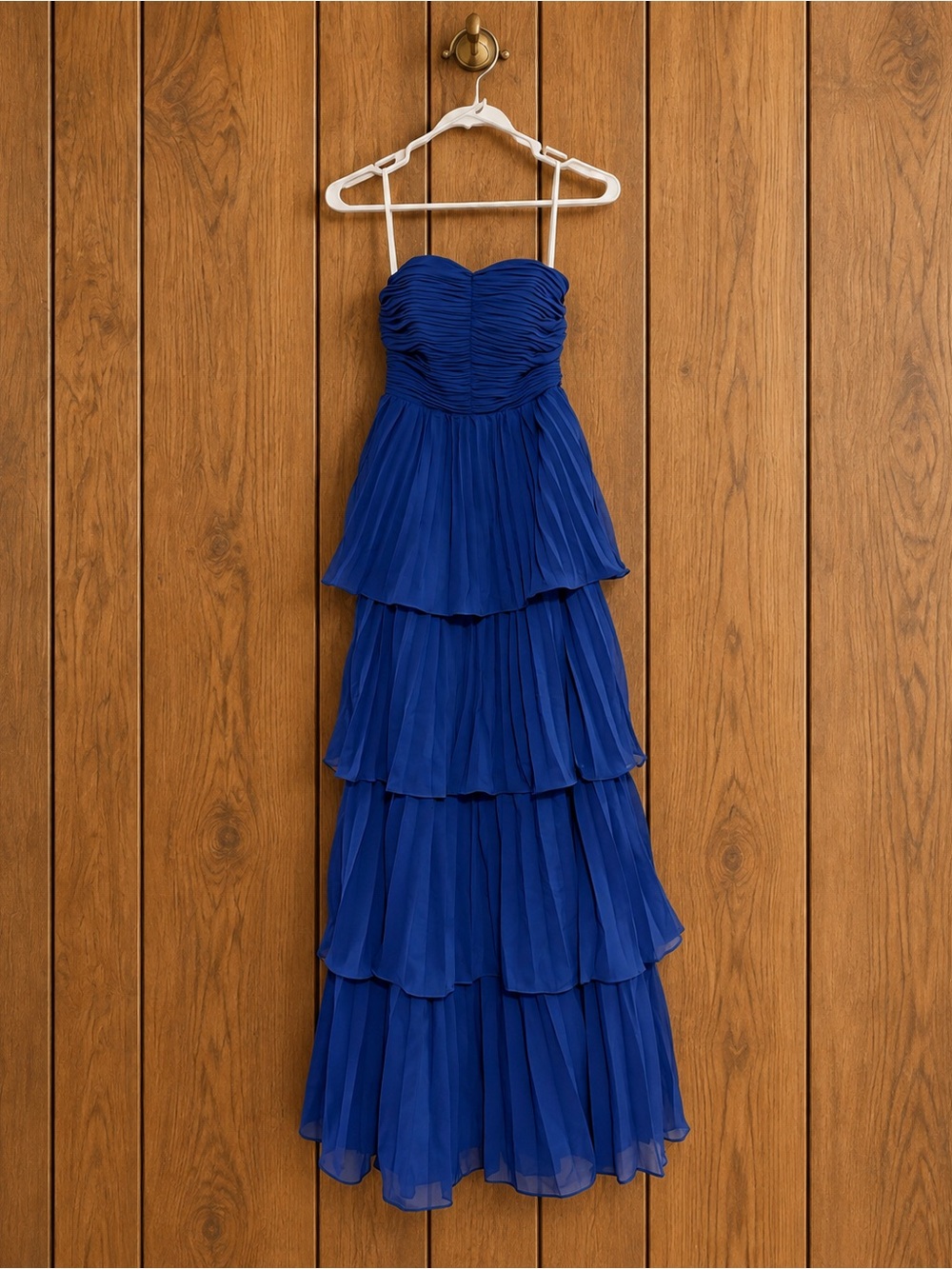 NWT Wedtrend Cobalt Blue Strapless Winter Formal Maxi Dress Size 4